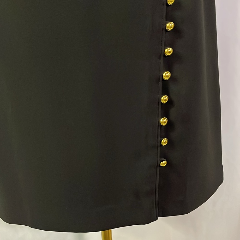 Talbots Black Gold Side Button A-Line Midi Skirt - Picture 8 of 15